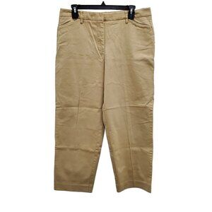 Talbots Petite Tan Stretch Cropped Leg Flat Front‎ Khaki Uniform Pants Size 12